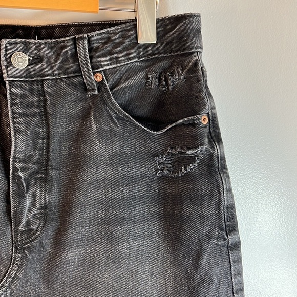 High-Waisted Button-Fly O.G.Straight Raw-Hem Jean Skirt Size 12 - Picture 2 of 10
